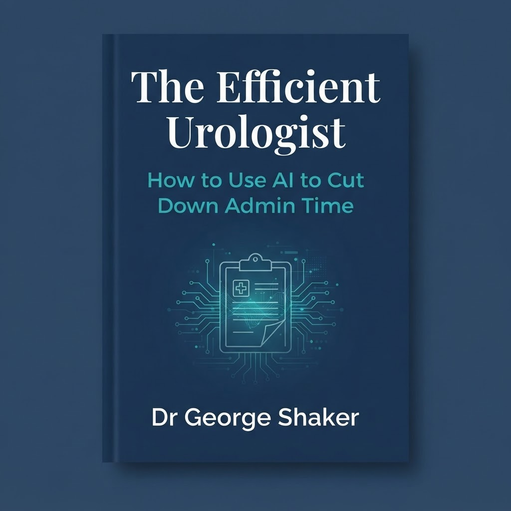 The Efficient Urologist book cover — navy blue with title and author Dr George Shaker